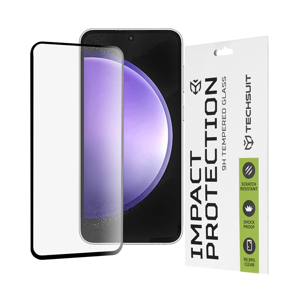 Zaščitna folija za zaslon Techsuit za Samsung Galaxy S23 FE S711, kaljeno steklo, polno lepilo, 111D, črna