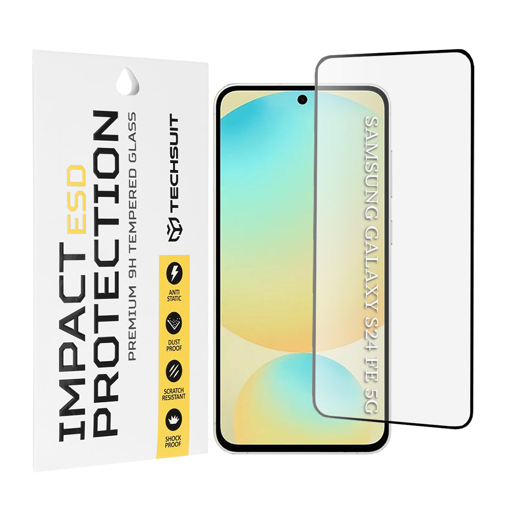 Zaščitna folija za zaslon Techsuit za Samsung Galaxy S24 FE S721, kaljeno steklo, polno lepilo, črna