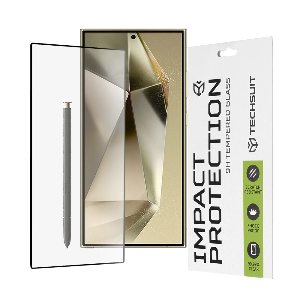 Zaščitna folija za zaslon Techsuit za Samsung Galaxy S24 Ultra S928, kaljeno steklo, polno lepilo, 111D, črna