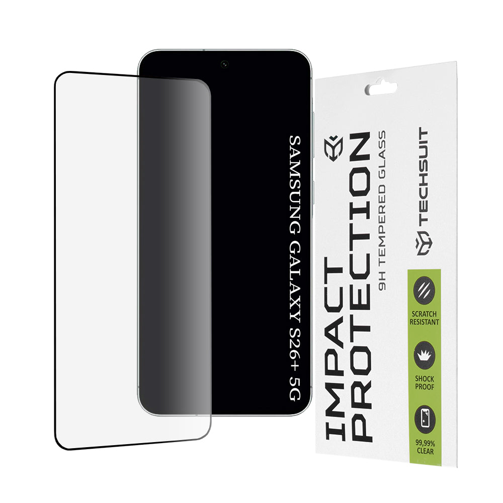 Zaščitna folija za zaslon Techsuit za Samsung Galaxy S26 Plus S947, Kaljeno steklo, Full Glue, 111D, Črna