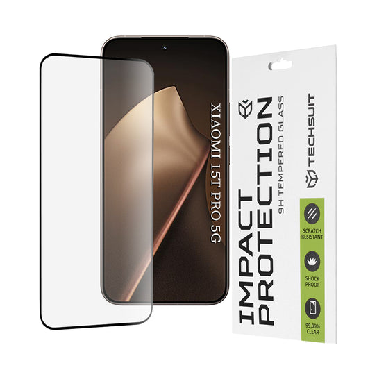 Zaščitna folija za zaslon Techsuit za Xiaomi 15T Pro, Kaljeno steklo, Full Glue, 111D, Črna