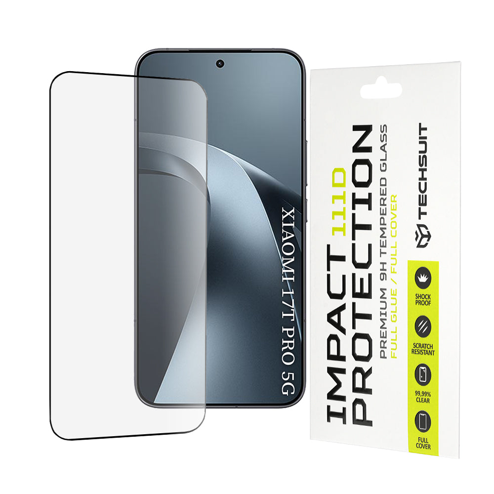 Zaščitna folija za zaslon Techsuit za Xiaomi 17T Pro, kaljeno steklo, polno lepilo, 111D, črna