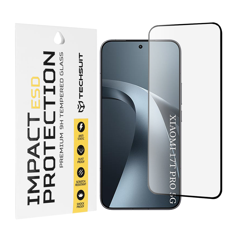 Zaščitna folija za zaslon Techsuit za Xiaomi 17T Pro, kaljeno steklo, polno lepilo, črna