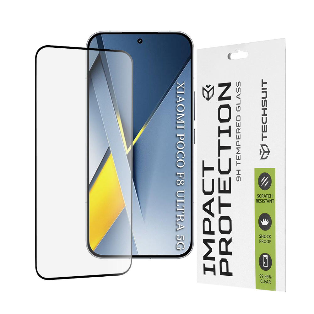 Zaščitna folija za zaslon Techsuit za Xiaomi Poco F8 Ultra, Kaljeno steklo, Full Glue, 111D, Črna
