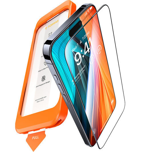 Zaščitna folija zaslona Torras GlassGo Install Master za Apple iPhone 16 Pro Max, kaljeno steklo, polno lepilo, črna