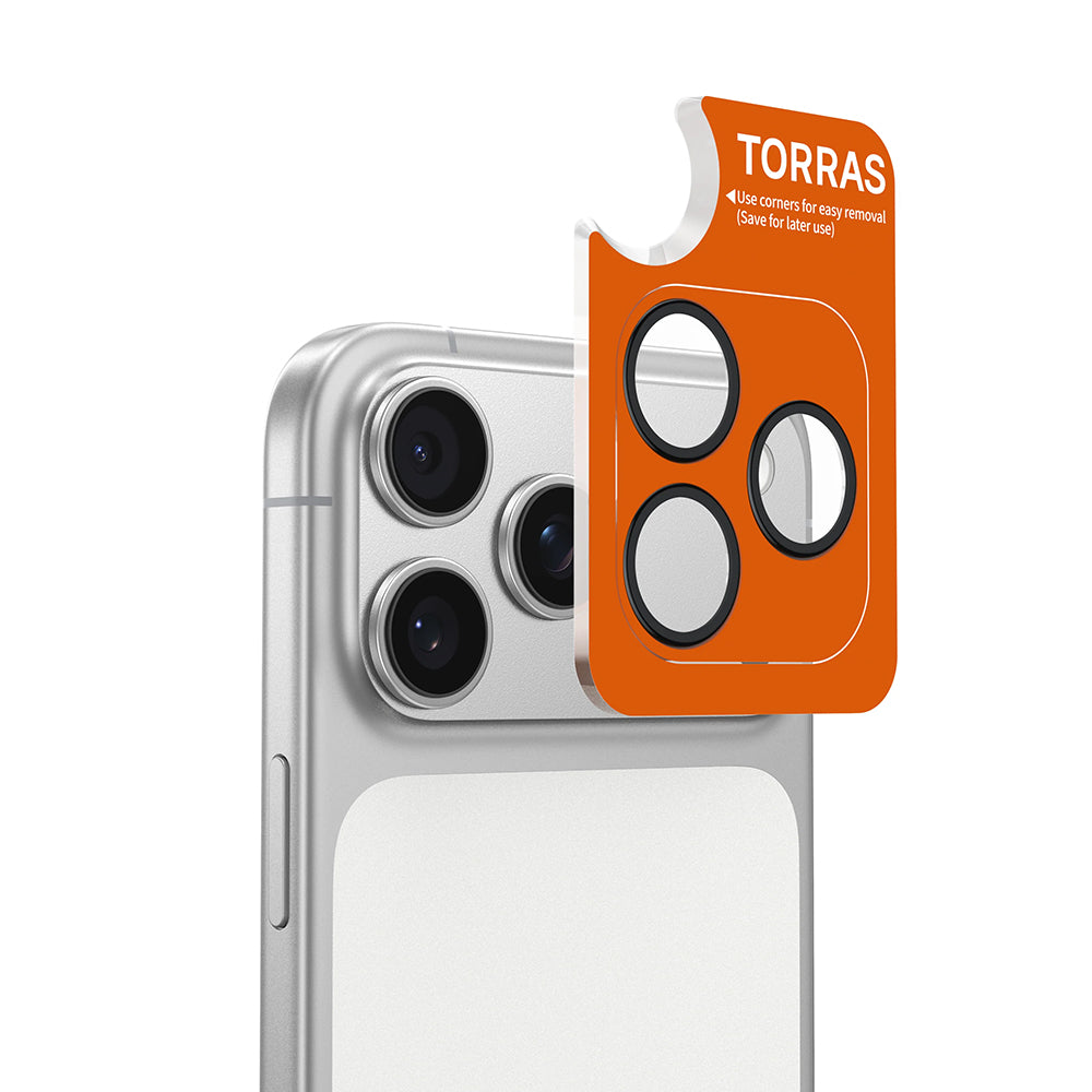 Zaščitna folija za zadnjo kamero Torras Lensguard za Apple iPhone 17 Pro Max / 17 Pro, kaljeno steklo, oranžna