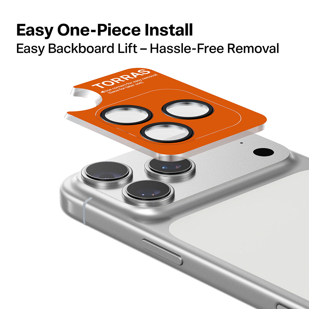 Zaščitna folija za zadnjo kamero Torras Lensguard za Apple iPhone 17 Pro Max / 17 Pro, kaljeno steklo, oranžna