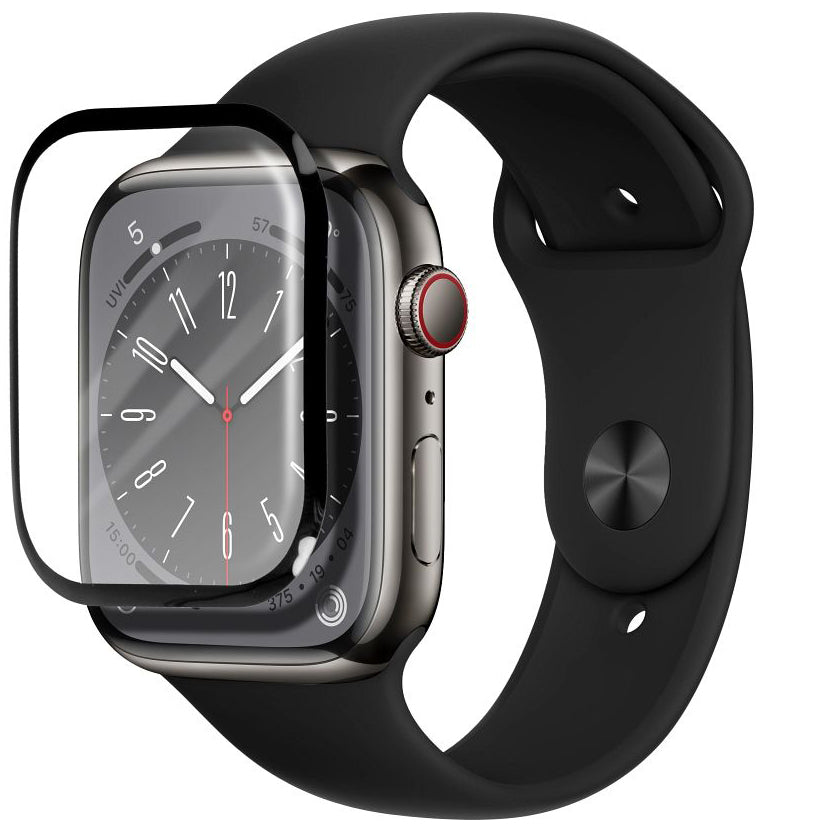 Bestsuit Zaščitno ohišje za Apple Watch SE 44 mm, prilagodljivo steklo, črno