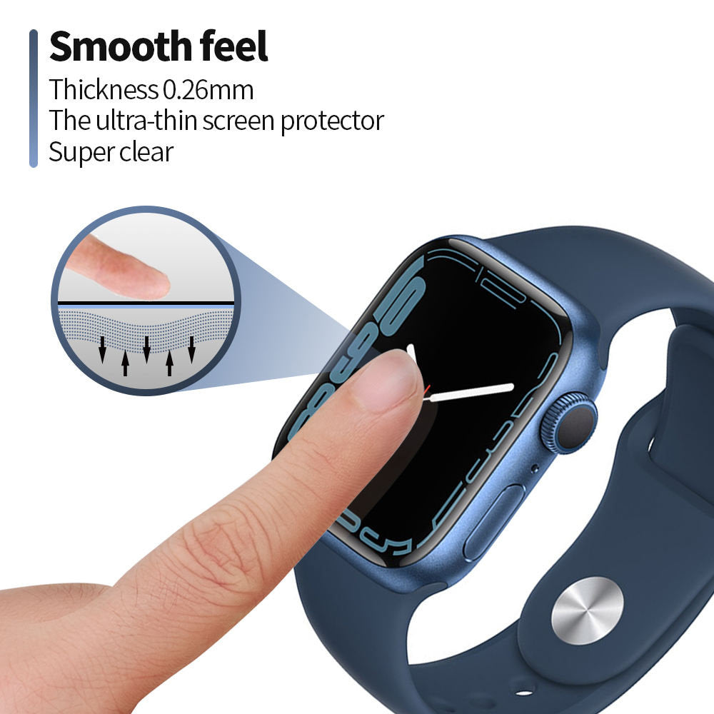 Blueo High Molecule Protective Film for Apple Watch Series 10 42mm, Tempered Glass, Black