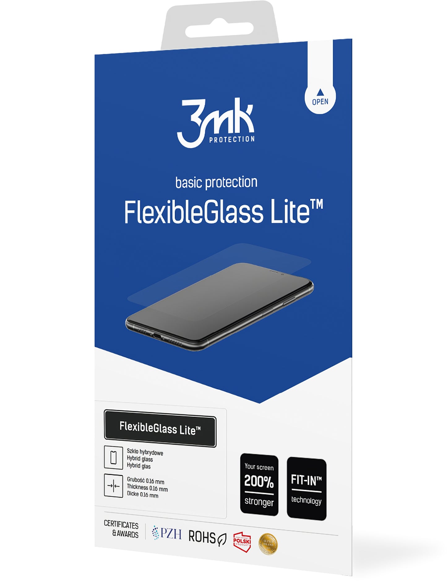 Zaščitna folija za zaslon 3MK FlexibleGlass Lite za Apple iPhone 17e / 16e / 14 / 13 Pro, Fleksibilno steklo, Polno lepilo