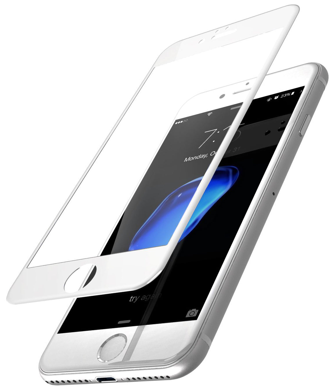 Zaščitna folija za zaslon OEM za Apple iPhone SE (2022) / SE (2020) / 8, Kaljeno steklo, Polno lepljenje, 5D, Bela
