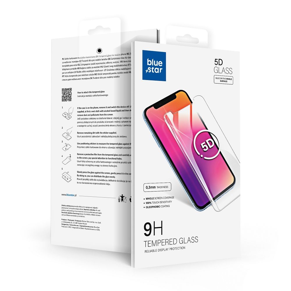 Zaščitna folija za zaslon Blue Star za Samsung Galaxy S21 Ultra 5G G998, Kaljeno steklo, Polno lepljenje, 5D, Črna