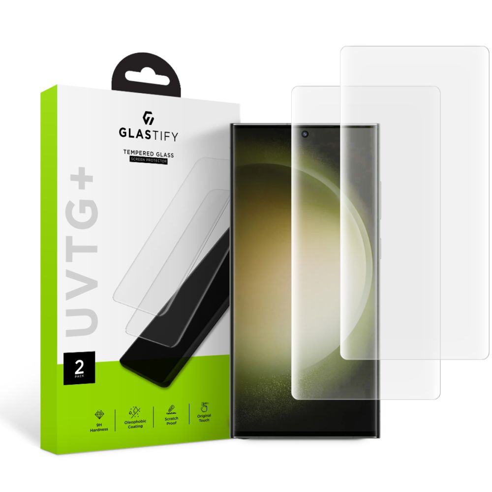 Zaščitna folija za zaslon GLASTIFY UVTG+ za Samsung Galaxy S23 Ultra S918, Kaljeno steklo, UV lepilo, Set 2 kosa