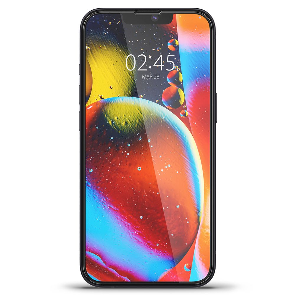 Zaščitna folija za zaslon Spigen GlastR Slim za Apple iPhone 17e / 16e / 14 / 13 Pro, Kaljeno steklo, Polno lepilo, Črna AGL03392