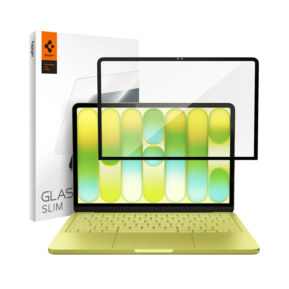 Zaščitna folija za zaslon Spigen GlastR Slim za Apple MacBook Neo 13-palčni, kaljeno steklo, črna AGL11669
