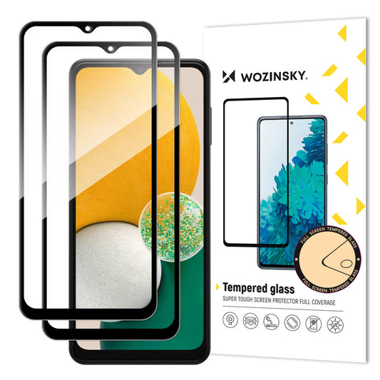 WZK Zaščita zaslona za Samsung Galaxy A13 5G A136, kaljeno steklo, polno lepilo, komplet 2 kosa, črna