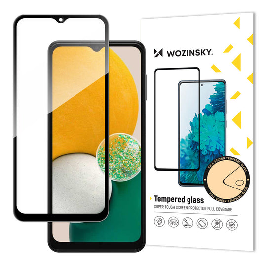 WZK Zaščita zaslona za Samsung Galaxy A13 A137 / A13 A135 / A13 5G A136, kaljeno steklo, polno lepilo, črna