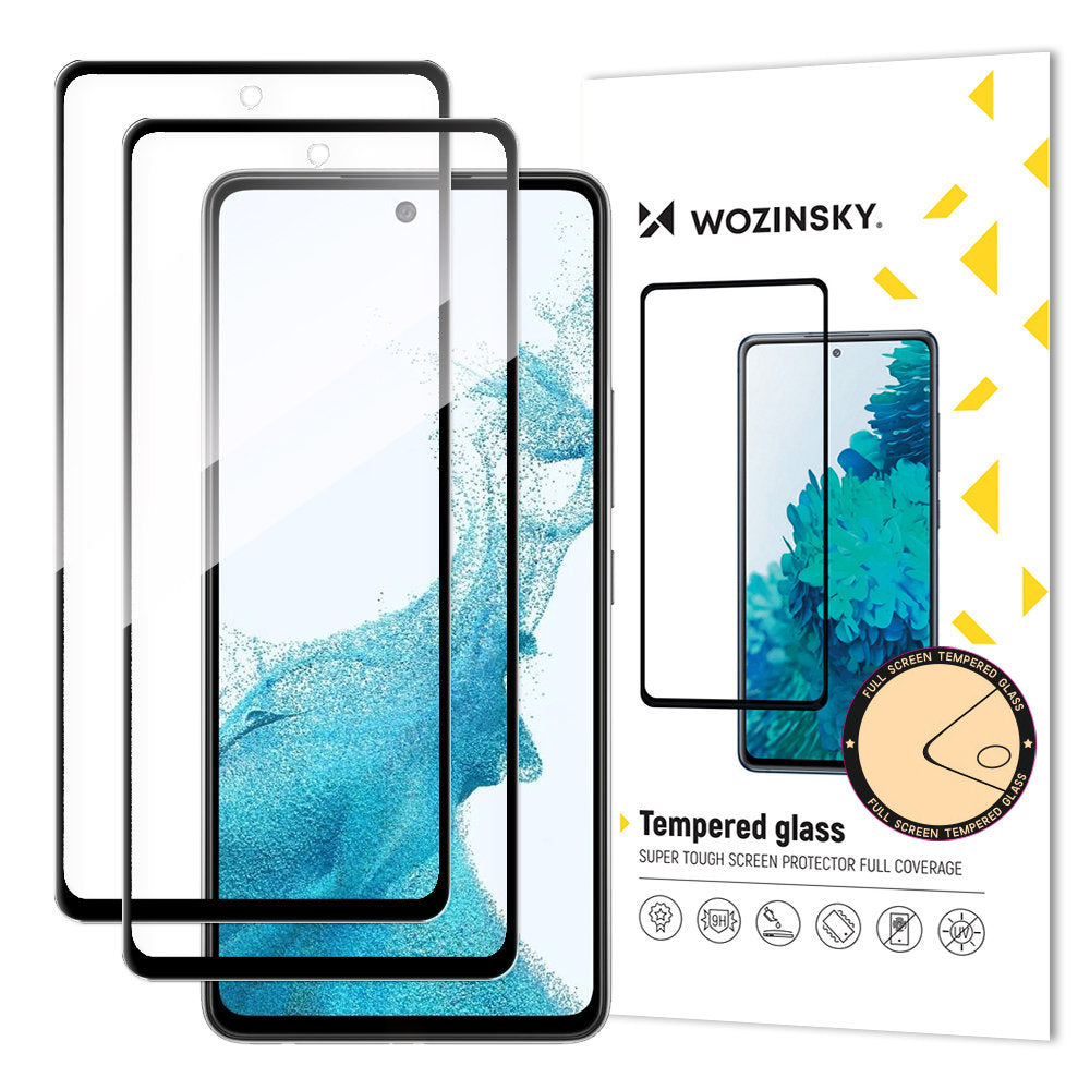 Zaščitna folija za zaslon WZK za Samsung Galaxy A53 5G A536, Kaljeno steklo, Polno lepljivo, Komplet 2 kosa, Črna