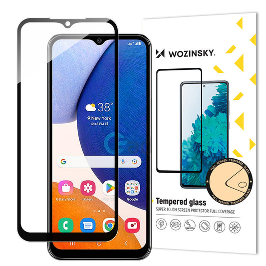 WZK Zaščita zaslona za Samsung Galaxy A14 A145 / A14 5G A146, kaljeno steklo, polno lepilo, črna