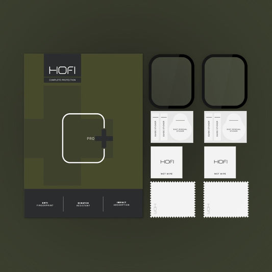 HOFI Hybrid PRO+ Zaščitni ovitek za Apple Watch serije 41 mm, komplet 2 kosa, plastika, črn