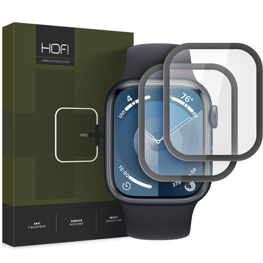 HOFI Hybrid PRO+ Zaščitno ohišje za Apple Watch serije 45 mm, komplet 2 kosa, plastika, črno
