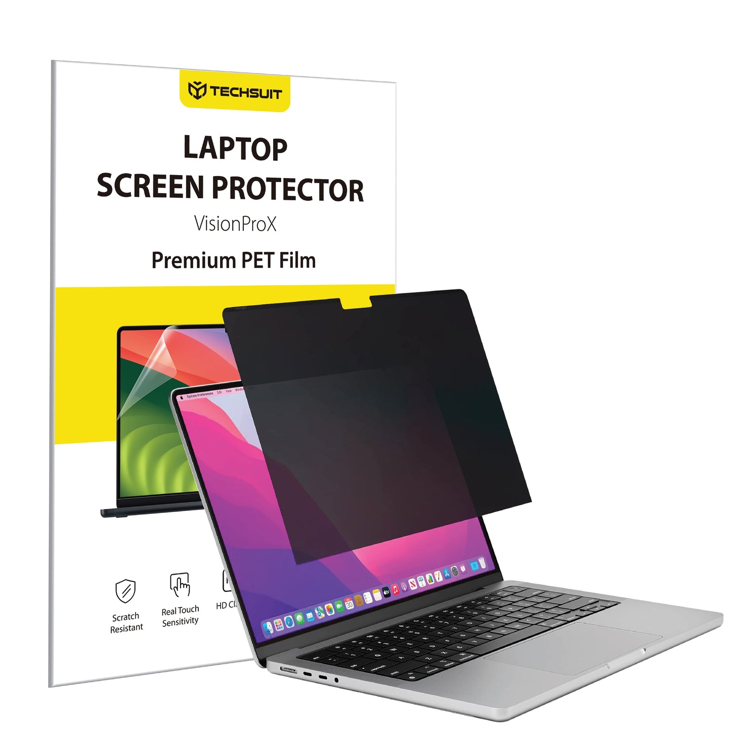 Zaščitna folija za zasebnost zaslona Techsuit VisionProX za Apple MacBook Pro 13inch (2022) / (2020) / (2019) / (2018) / (2016), Plastika