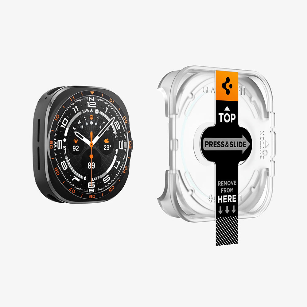 Zaščitna folija Spigen GlastR EZ FIT za Samsung Galaxy Watch Ultra2, kaljeno steklo, komplet 2 kosa AGL11758