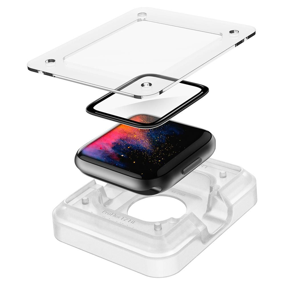 Zaščitna folija Spigen ProFlex EZ FIT za Apple Watch 44mm Series, Set 2 kosa, Fleksibilno steklo, Črna