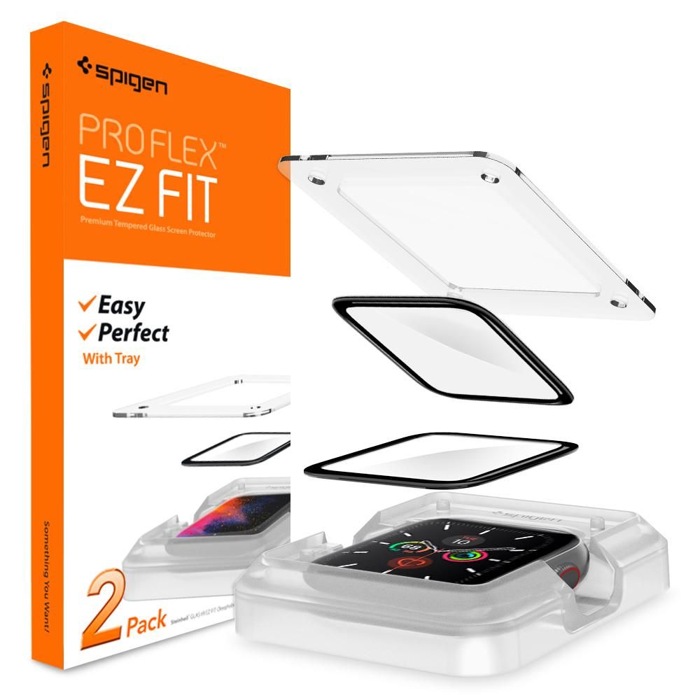Zaščitna folija Spigen ProFlex EZ FIT za Apple Watch 44mm Series, Set 2 kosa, Fleksibilno steklo, Črna