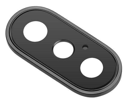 Steklo za zadnjo kamero Apple iPhone X, z okvirjem, črno