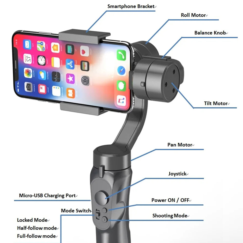 Gimbal stabilizator Techsuit H4, črn