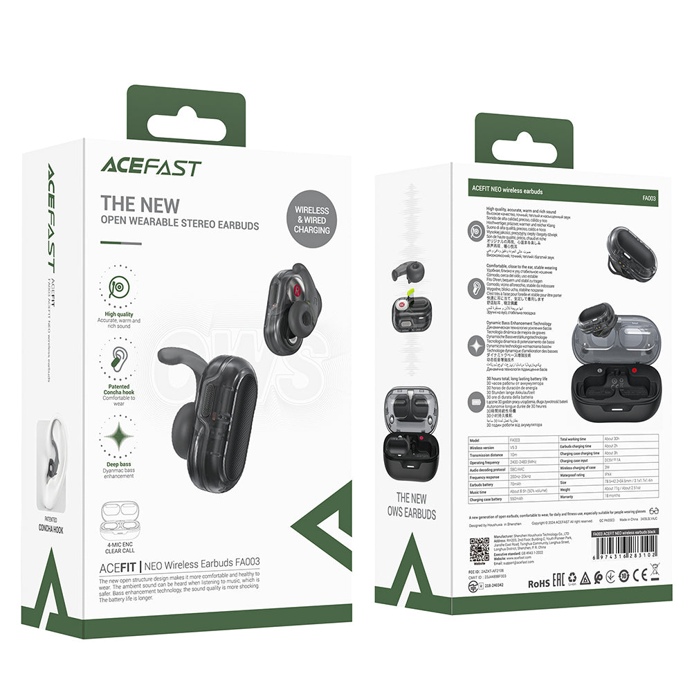 Brezžične slušalke Bluetooth Acefast Acefit Neo, TWS, črne