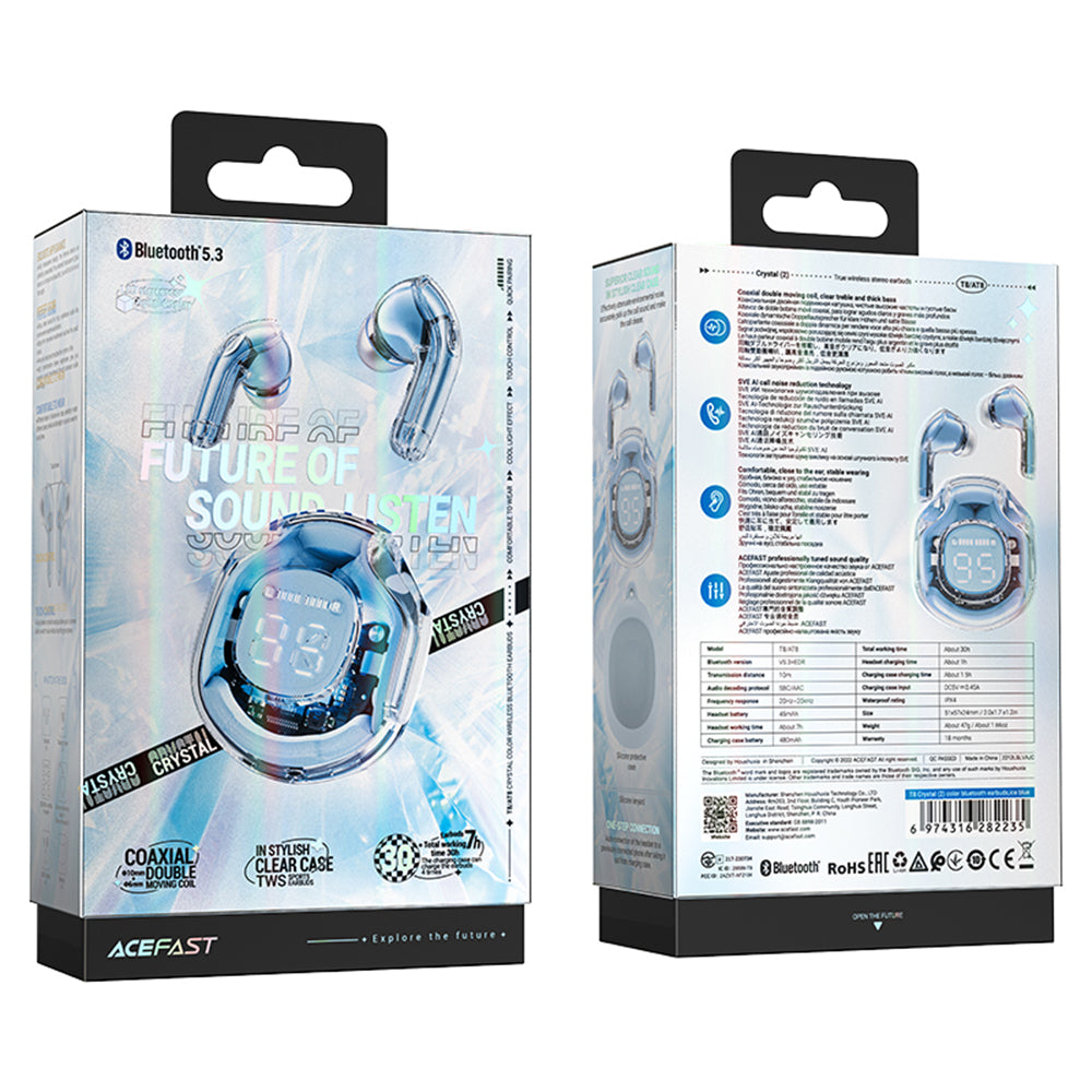 Brezžične slušalke Bluetooth Acefast T8, TWS, Modre