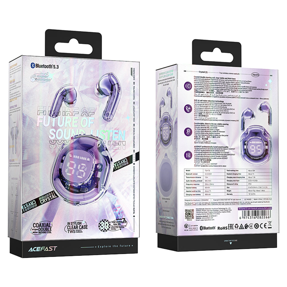 Brezžične slušalke Bluetooth Acefast T8, TWS, Vijolične