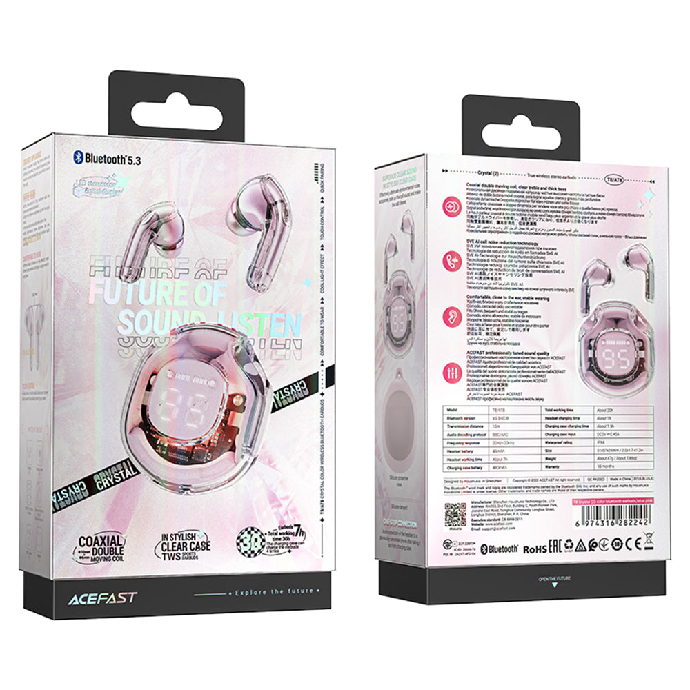 Brezžične slušalke Bluetooth Acefast T8, TWS, Roza