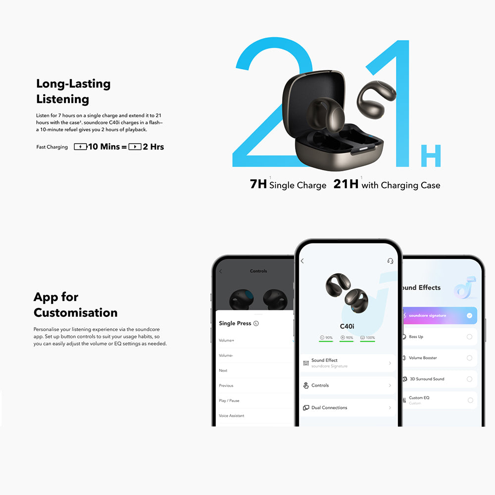 Handsfree Bluetooth Anker SoundCore C40i, TWS, MultiPoint, Črna A3331GZ1