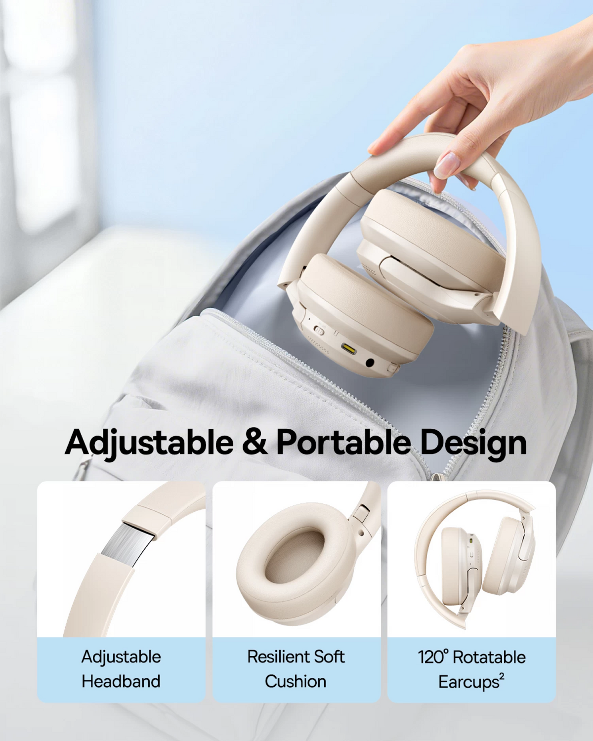 Prostoročno Bluetooth Baseus BH1 Lite, A2DP, bela A0203C02