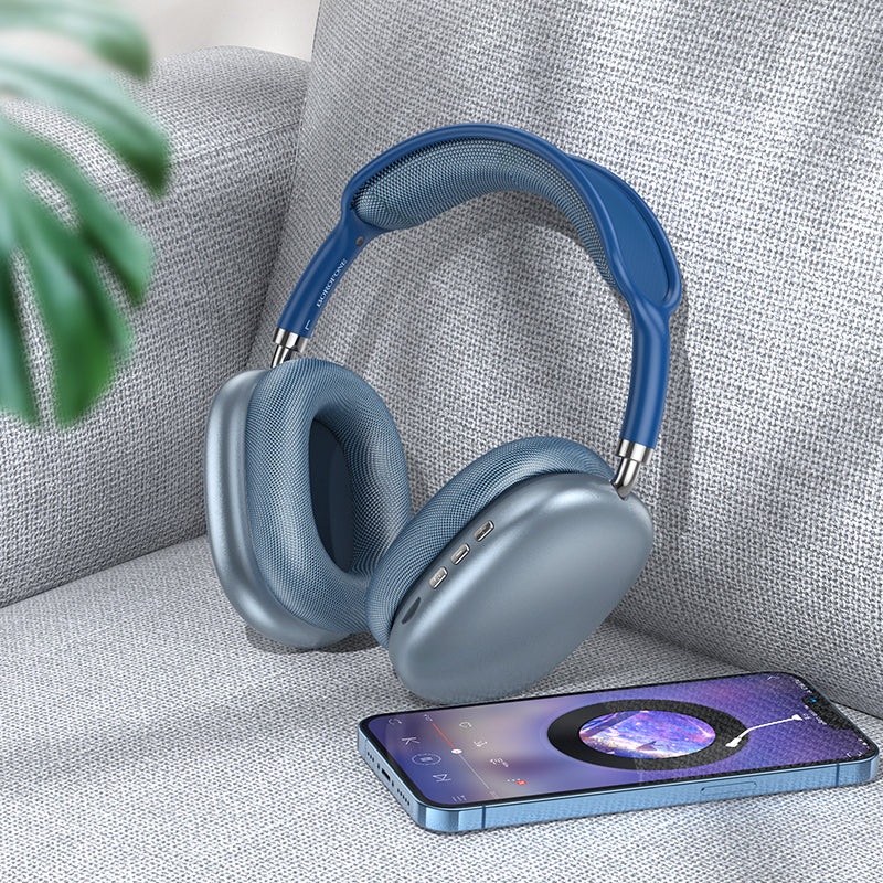 Bluetooth slušalke Borofone BO22 Elegant, A2DP, modre