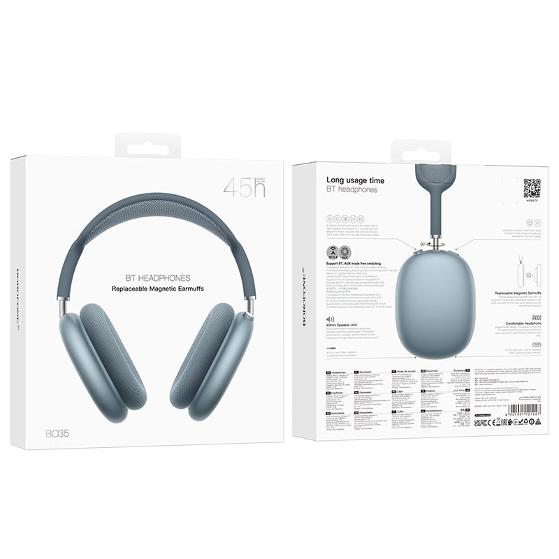 Brezžične slušalke Bluetooth Borofone BO35 Adorable, A2DP, Modre