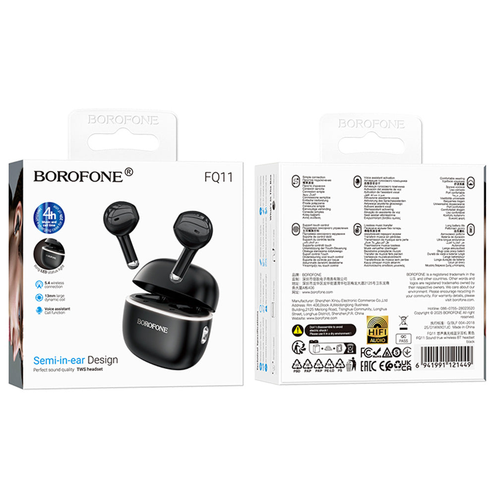 Brezžične slušalke Bluetooth Borofone FQ11 Sound, TWS, črne