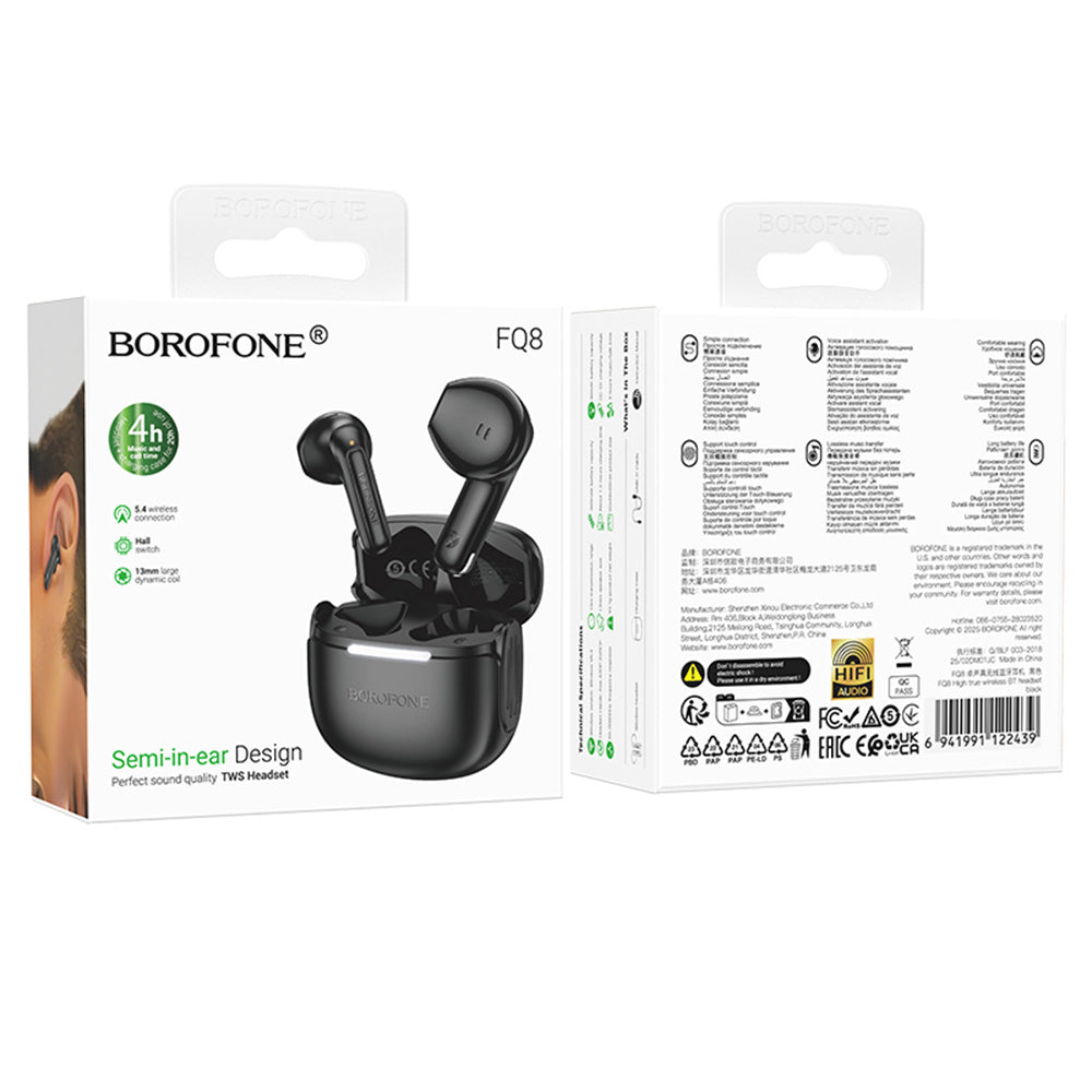 Brezžične slušalke Bluetooth Borofone FQ8 High, TWS, črne