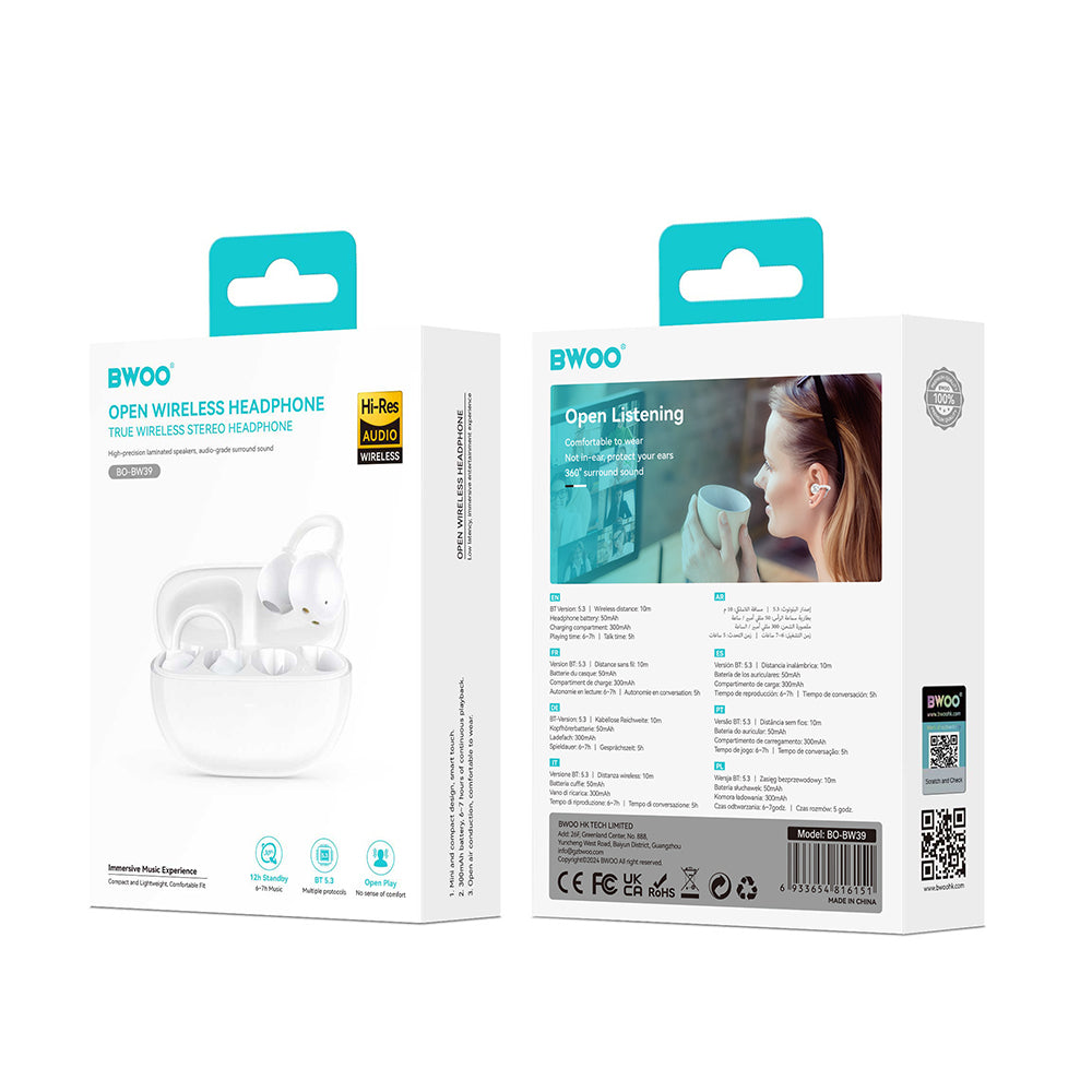 Bluetooth prostoročne slušalke BWOO BW39, TWS, bele