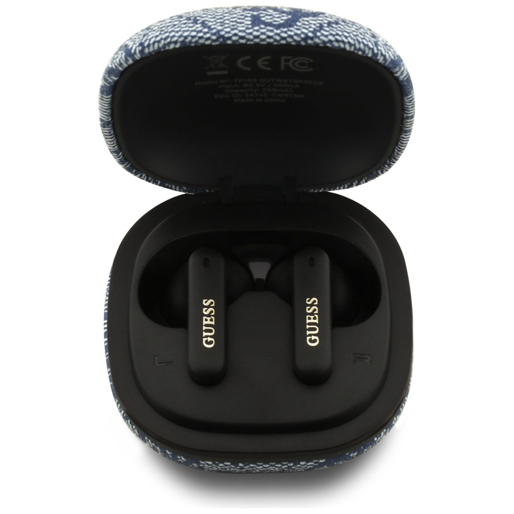 Brezžične slušalke Bluetooth Guess 4G Classic Metal Logo, TWS, Modra