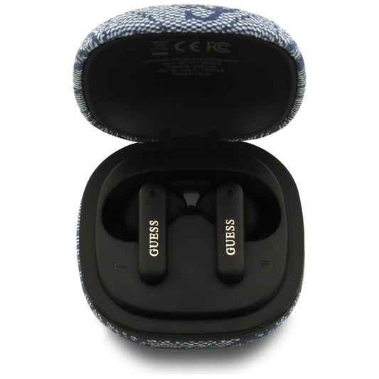 Brezžične slušalke Bluetooth Guess 4G Classic Metal Logo, TWS, Modra