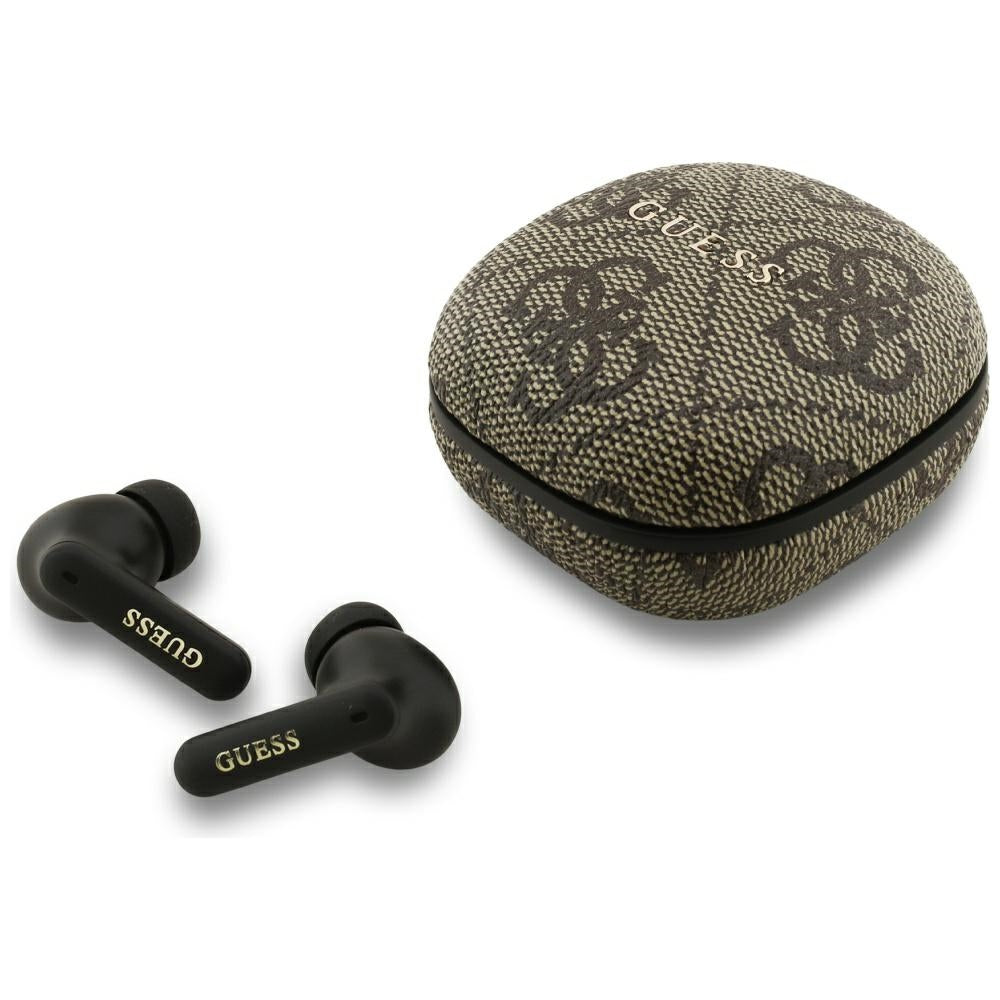 Brezžične slušalke Bluetooth Guess 4G Classic Metal Logo, TWS, rjave