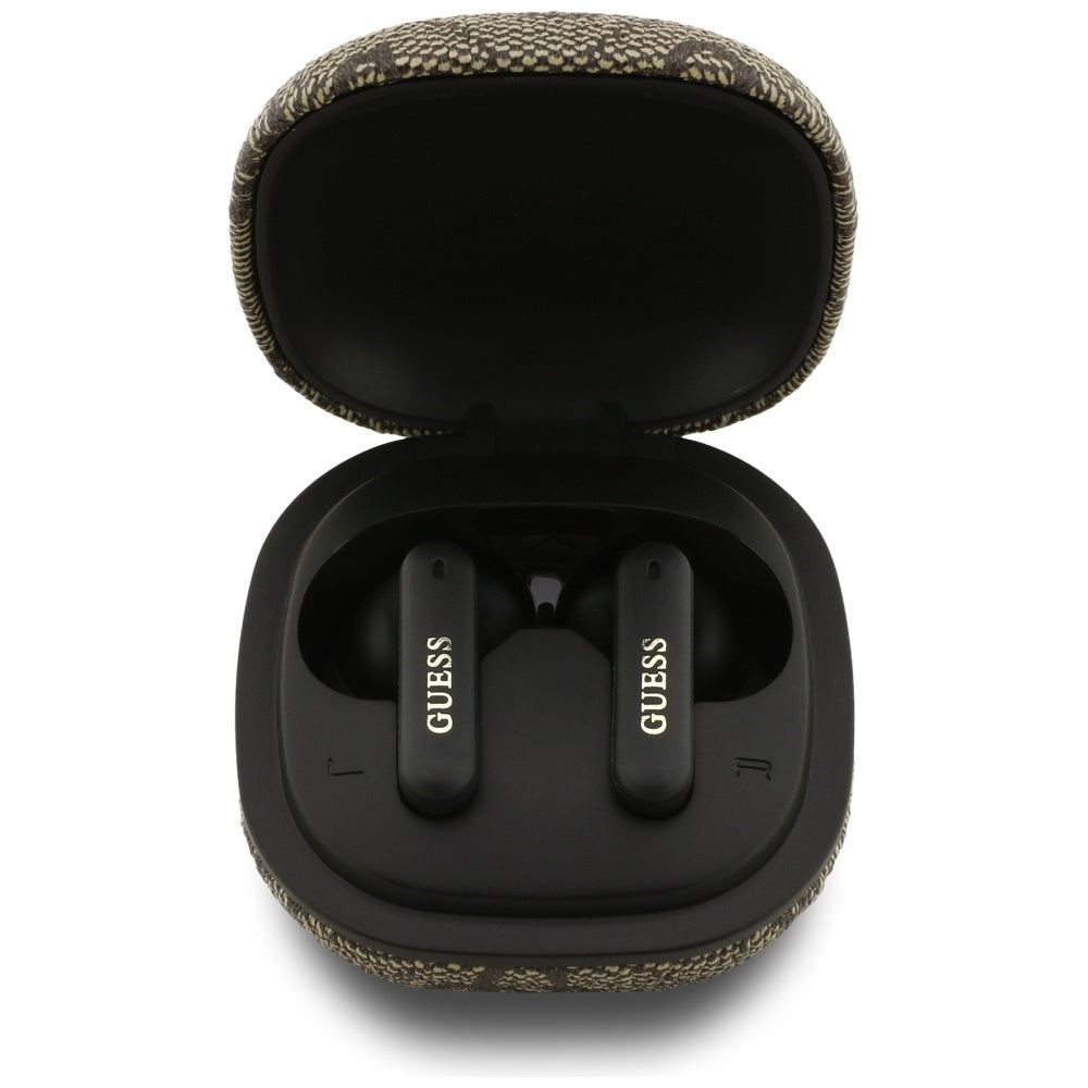 Brezžične slušalke Bluetooth Guess 4G Classic Metal Logo, TWS, rjave