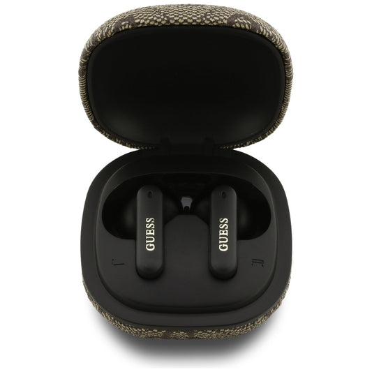 Brezžične slušalke Bluetooth Guess 4G Classic Metal Logo, TWS, rjave