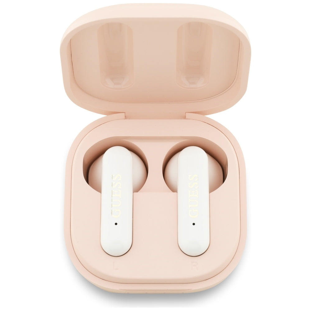 Brezžične slušalke Bluetooth Guess 4G Metal Logo, TWS, roza
