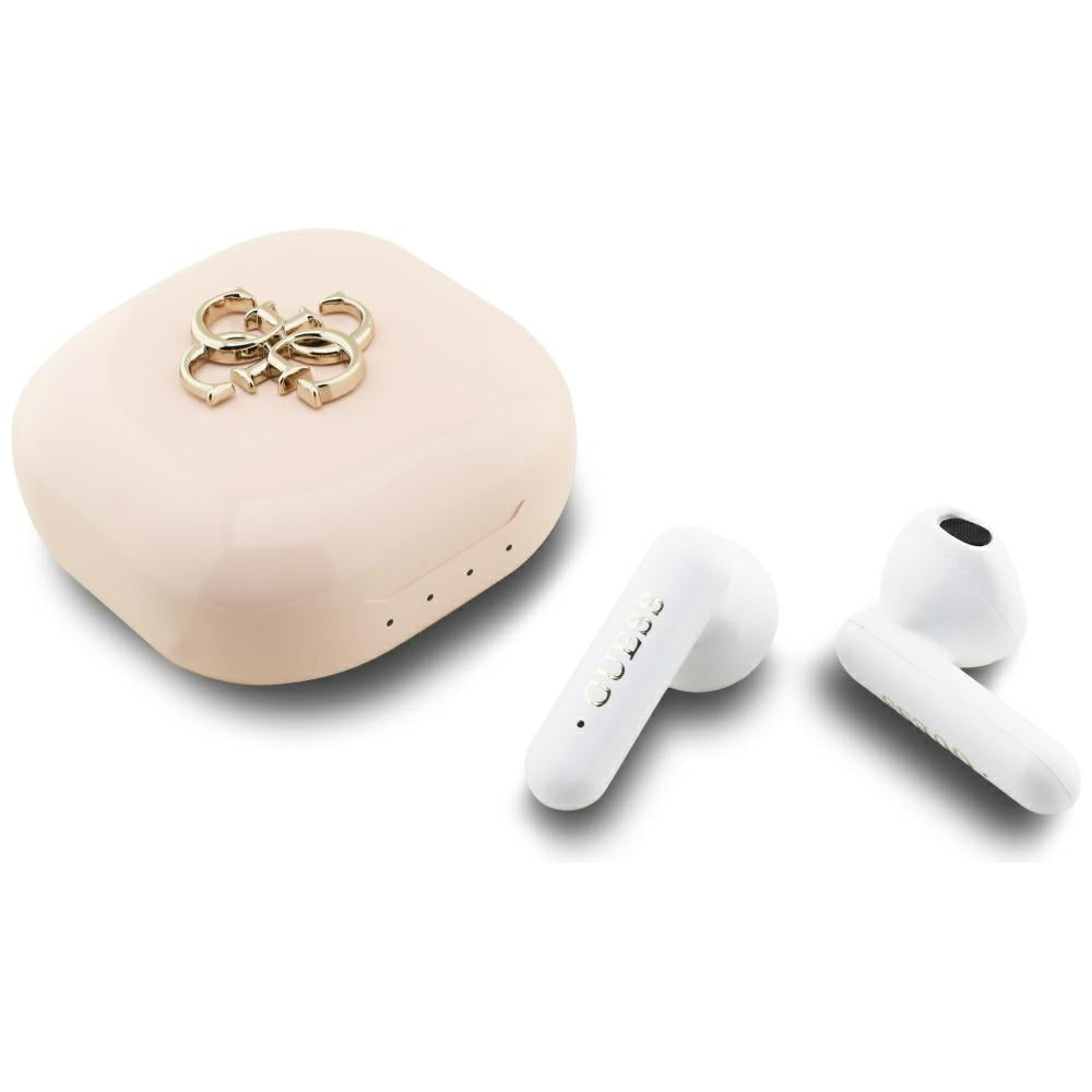 Brezžične slušalke Bluetooth Guess 4G Metal Logo, TWS, roza