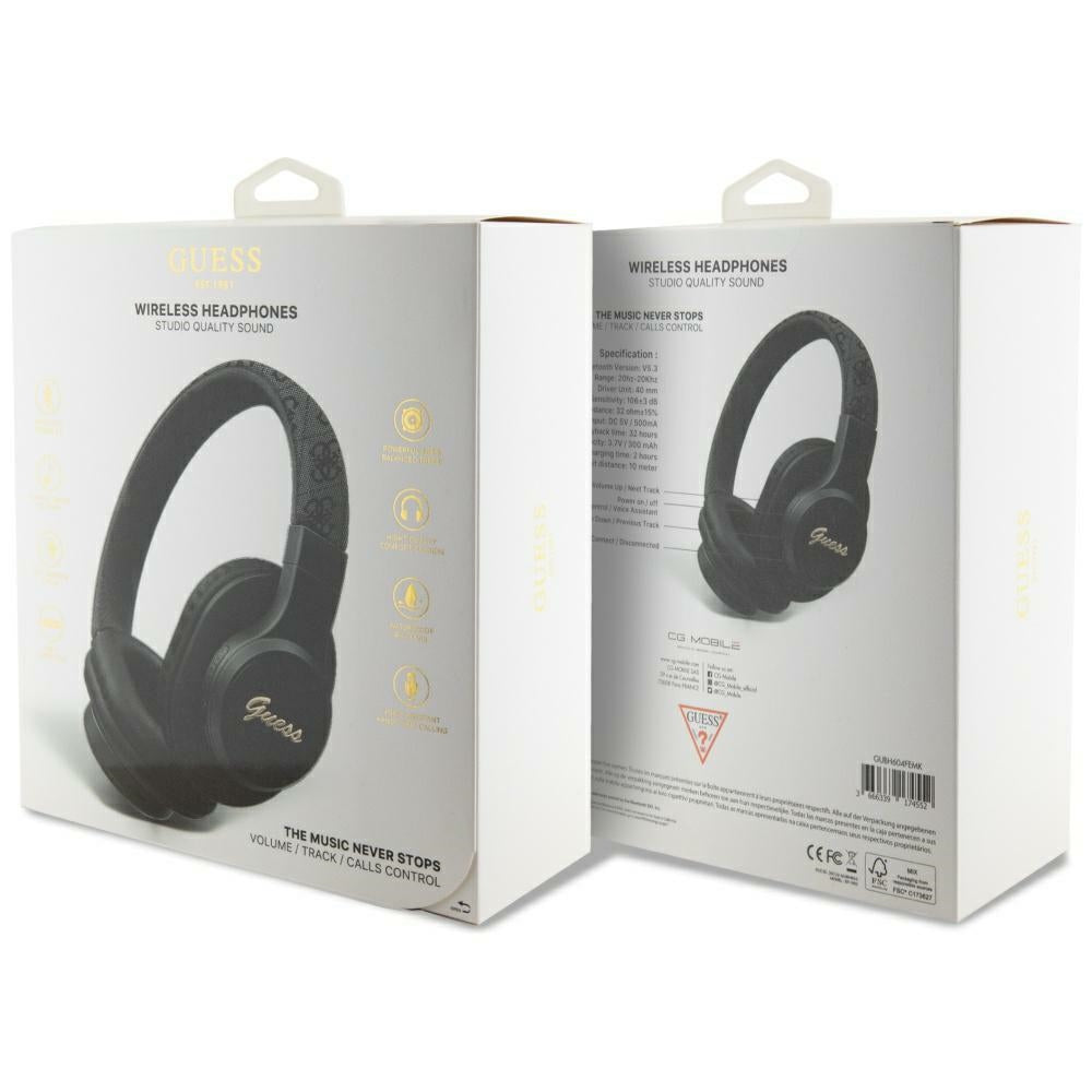 Handsfree Bluetooth Guess 4G Tone on Tone Script Logo, A2DP, Črn